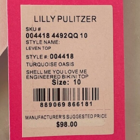 LILLY PULITZER Turquoise Oasis Shell Me You Love Me Engineered Bikini Top 10 - Picture 8 of 10